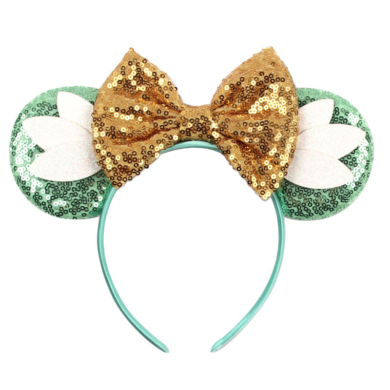 Sparkled Halloween Minnie Ears headband, Girls Sequin Halloween Mickey Ears Headband Mouse Ears Headband for Cosplay Costume Glitter Party Hot Princess Decoration and Birthday Party
