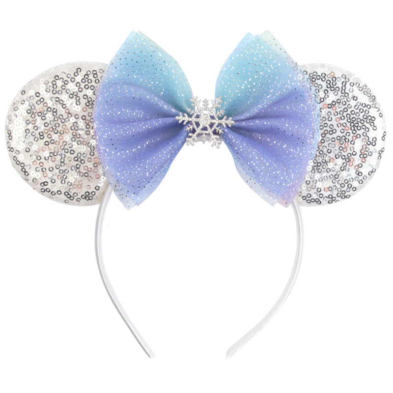 Sparkled Halloween Minnie Ears headband, Girls Sequin Halloween Mickey Ears Headband Mouse Ears Headband for Cosplay Costume Glitter Party Hot Princess Decoration and Birthday Party