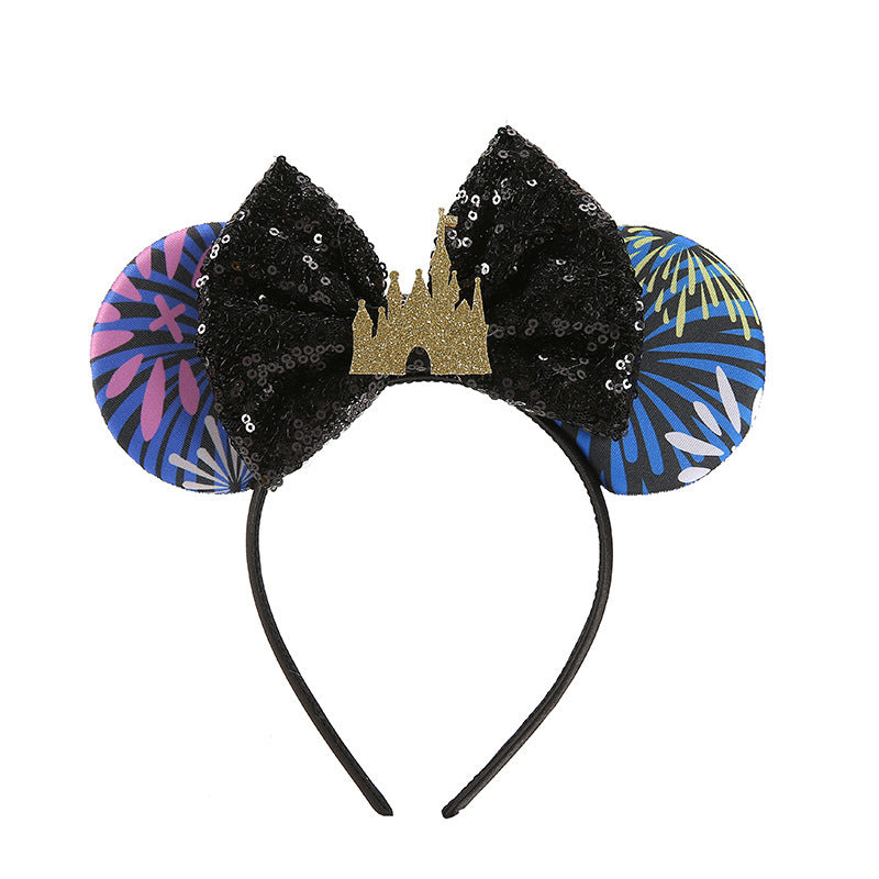 Mouse Ears Headbands Shiny Bows Mouse Ears Glitter Party Princess Decoration Cosplay Costume for Baby Kids Girls & Women