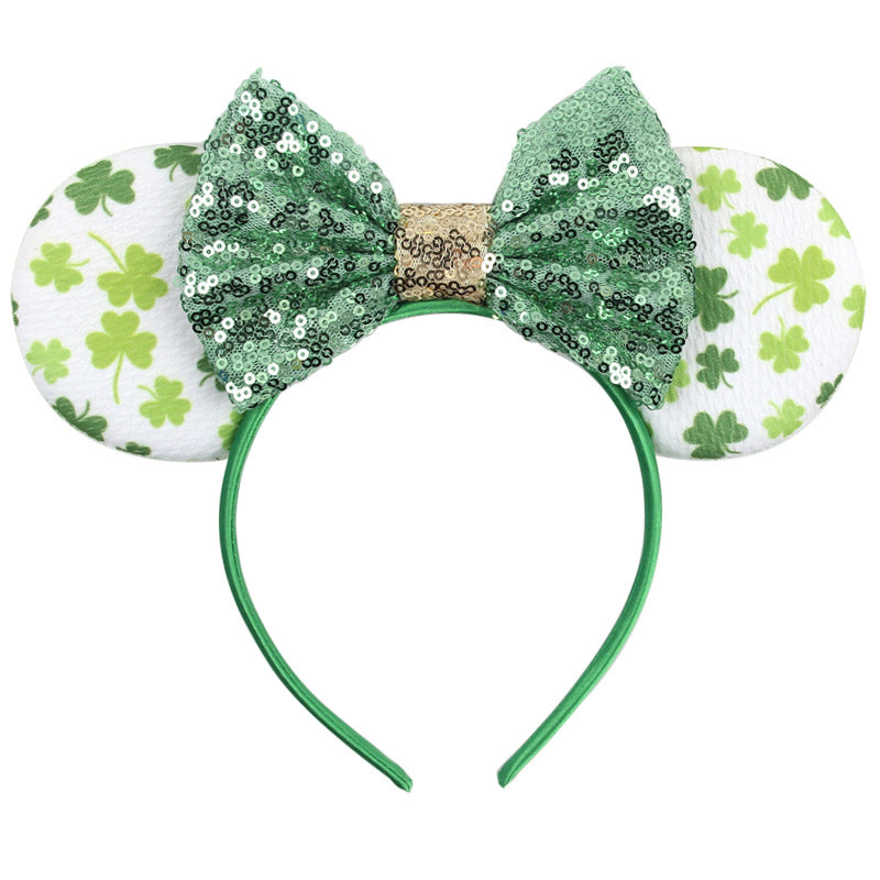Sparkled Halloween Minnie Ears headband, Girls Sequin Halloween Mickey Ears Headband Mouse Ears Headband for Cosplay Costume Glitter Party Hot Princess Decoration and Birthday Party