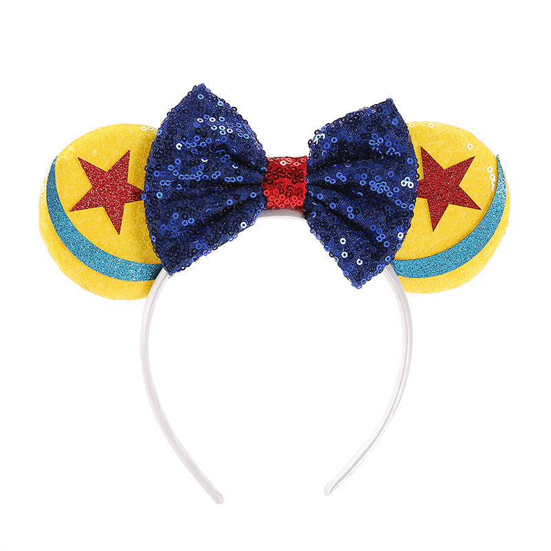 Mouse Ears Headbands Shiny Bows Mouse Ears Glitter Party Princess Decoration Cosplay Costume for Baby Kids Girls & Women