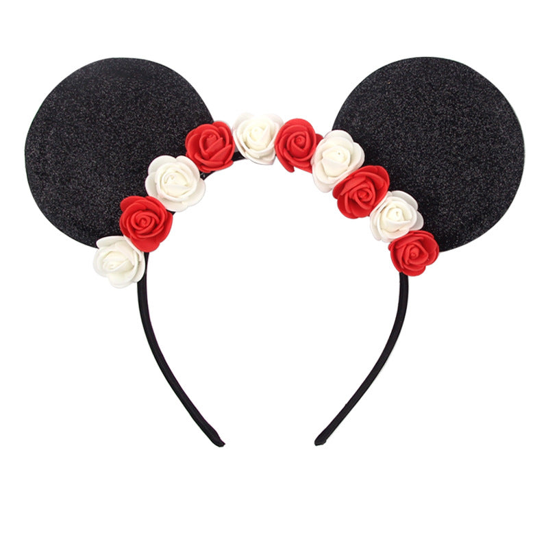 Christmas Mouse Ear Headband, Sequin Festive Holiday Hair Accessory, One Size Fits Most