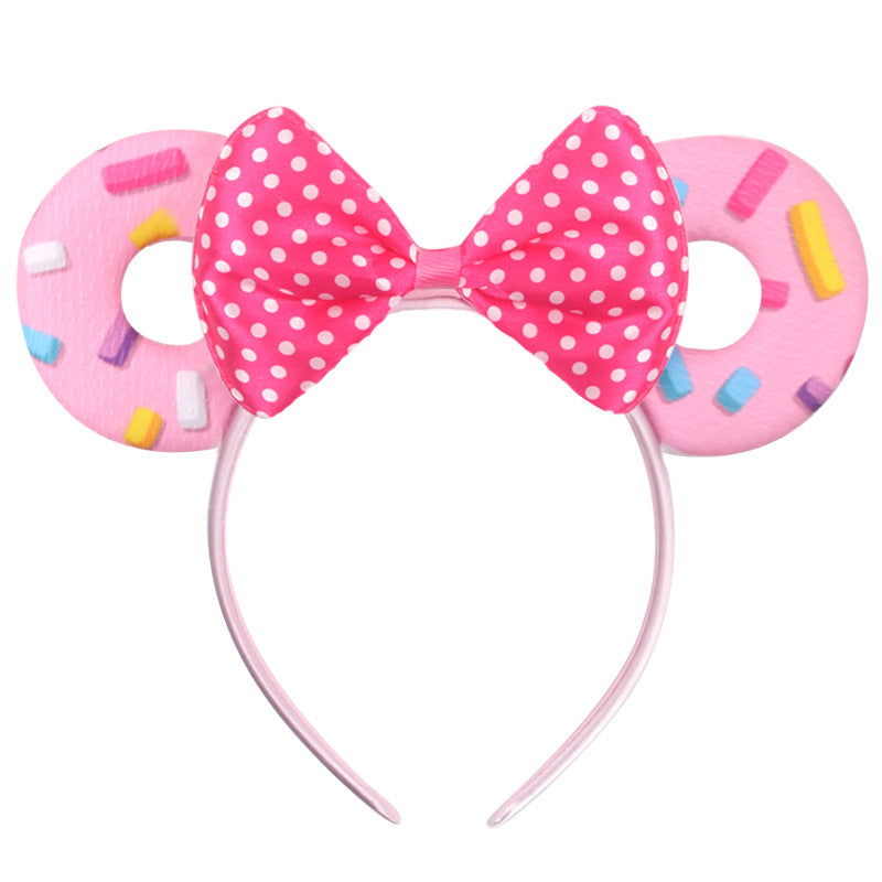Unisex Mouse Ears Headbands With Bow & Donut & Sequins, for Cartoon Princess Costume Cosplay Decoration, Glitter Christmas Party for Girls & Women & Adult