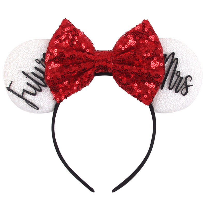 Sparkled Halloween Minnie Ears headband, Girls Sequin Halloween Mickey Ears Headband Mouse Ears Headband for Cosplay Costume Glitter Party Hot Princess Decoration and Birthday Party