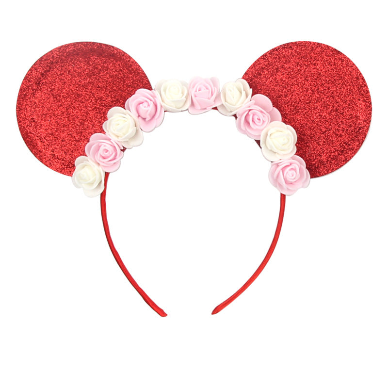 Christmas Mouse Ear Headband, Sequin Festive Holiday Hair Accessory, One Size Fits Most