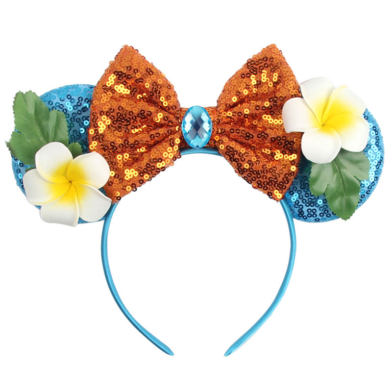 Sparkled Halloween Minnie Ears headband, Girls Sequin Halloween Mickey Ears Headband Mouse Ears Headband for Cosplay Costume Glitter Party Hot Princess Decoration and Birthday Party