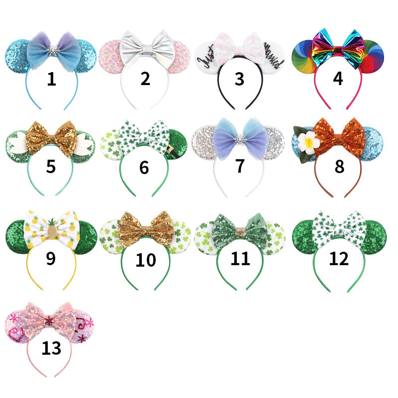 Sparkled Halloween Minnie Ears headband, Girls Sequin Halloween Mickey Ears Headband Mouse Ears Headband for Cosplay Costume Glitter Party Hot Princess Decoration and Birthday Party