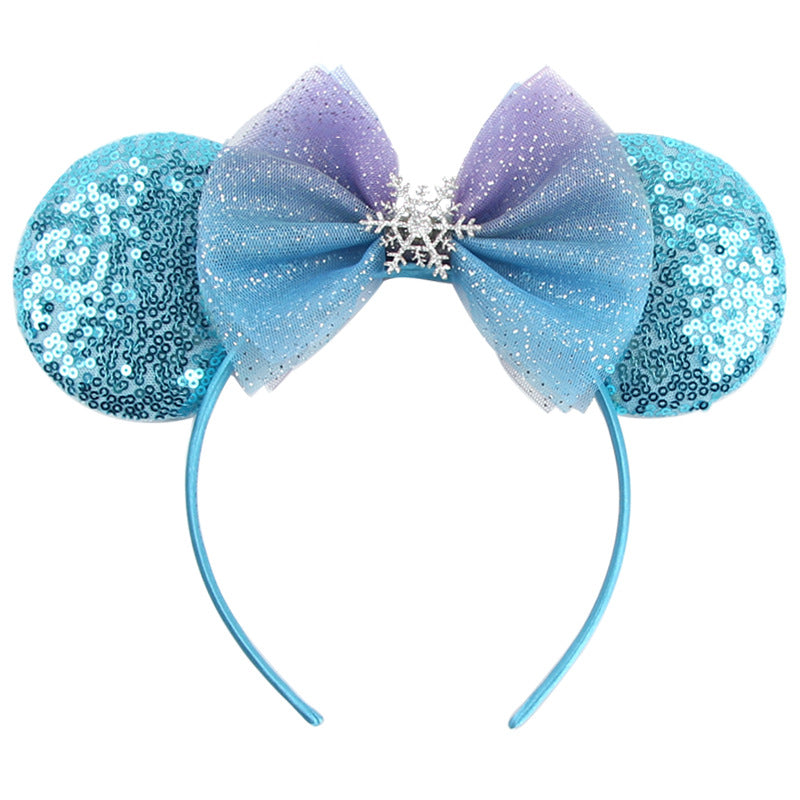 Sparkled Halloween Minnie Ears headband, Girls Sequin Halloween Mickey Ears Headband Mouse Ears Headband for Cosplay Costume Glitter Party Hot Princess Decoration and Birthday Party