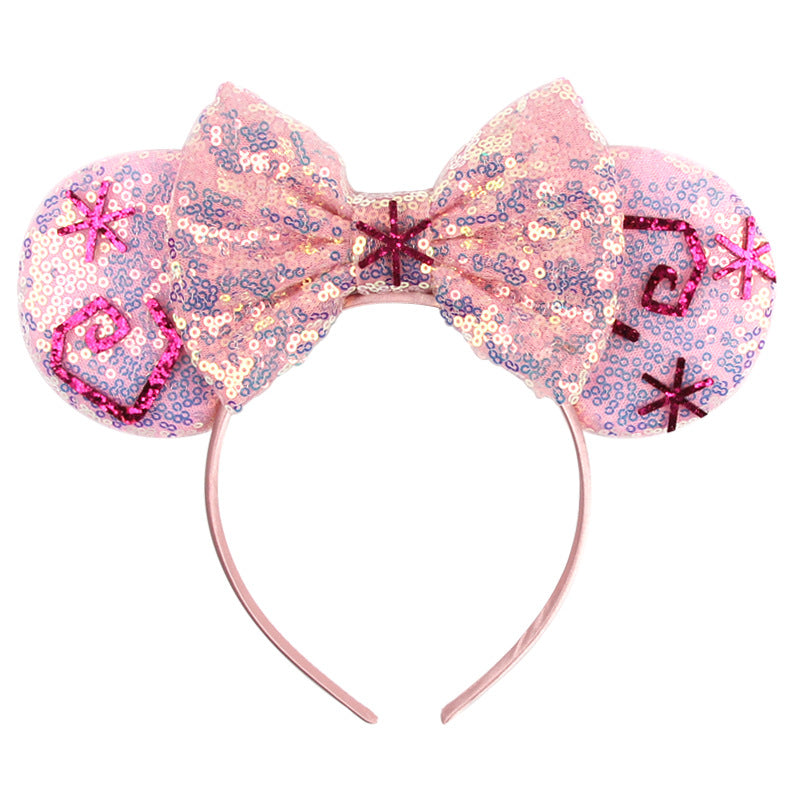 Sparkled Halloween Minnie Ears headband, Girls Sequin Halloween Mickey Ears Headband Mouse Ears Headband for Cosplay Costume Glitter Party Hot Princess Decoration and Birthday Party