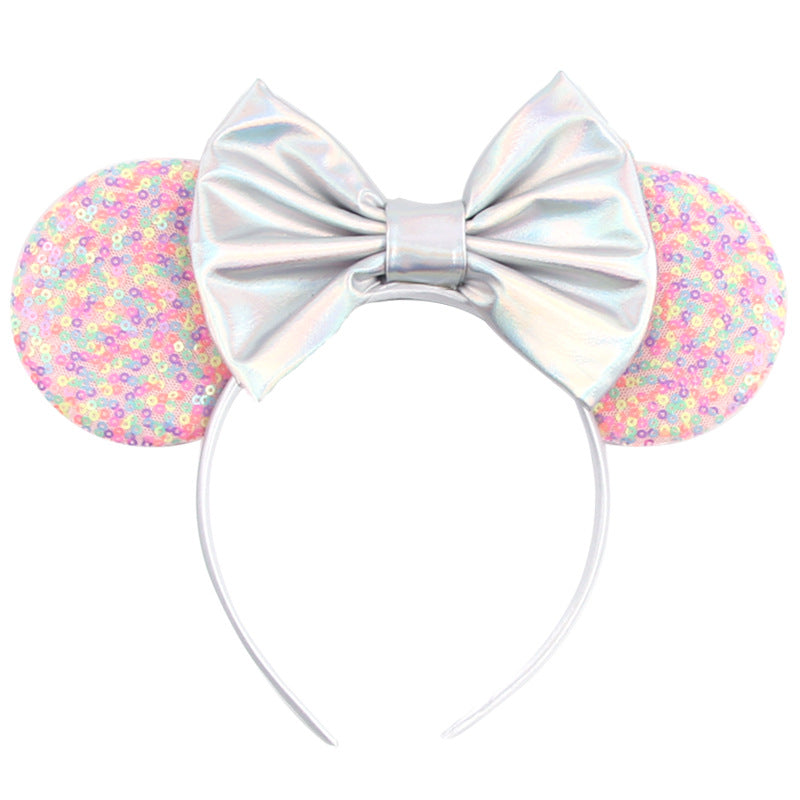 Sparkled Halloween Minnie Ears headband, Girls Sequin Halloween Mickey Ears Headband Mouse Ears Headband for Cosplay Costume Glitter Party Hot Princess Decoration and Birthday Party