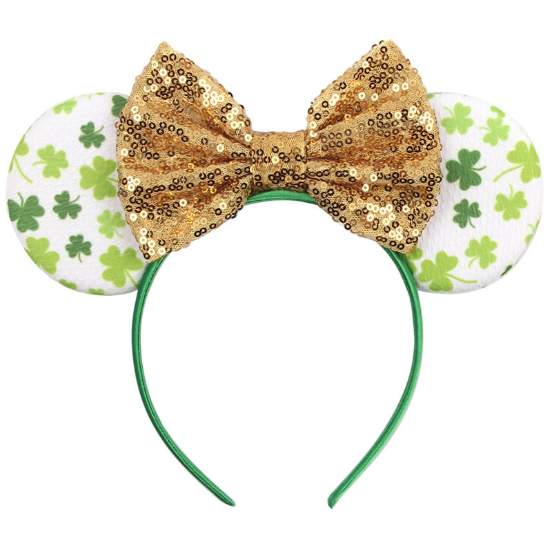 Sparkled Halloween Minnie Ears headband, Girls Sequin Halloween Mickey Ears Headband Mouse Ears Headband for Cosplay Costume Glitter Party Hot Princess Decoration and Birthday Party