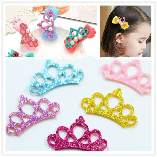 Handmade DIY Sequins Golden Powder Crown Hairpins 5PCS For Children's Hair Accessories, Headbands, Accessories, Bow Material