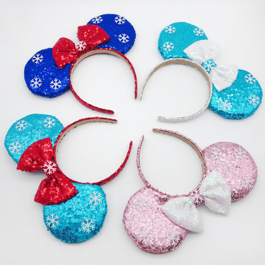 Cartoon Sequin Bow Headband Snow White Ice Hair Ornament Adult Stage Show Headband