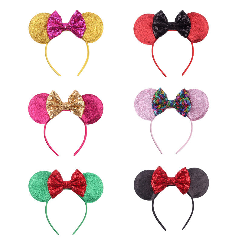 Mouse Ears Headband, Double-sided Sequins, Glitter Hair Band for Birthday Party, Holiday Dresses & Cosplay