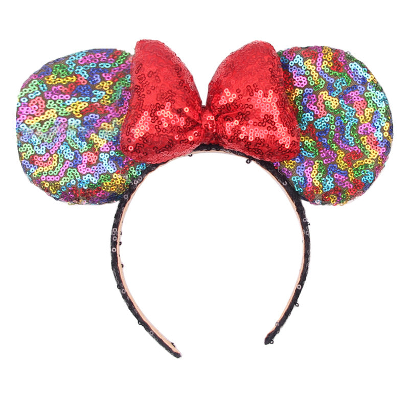 Valentine's Day Headband Sequin Sparkle Mouse Ears Handband Red and Green,Christmas Minnie ears Holiday Mickey ears