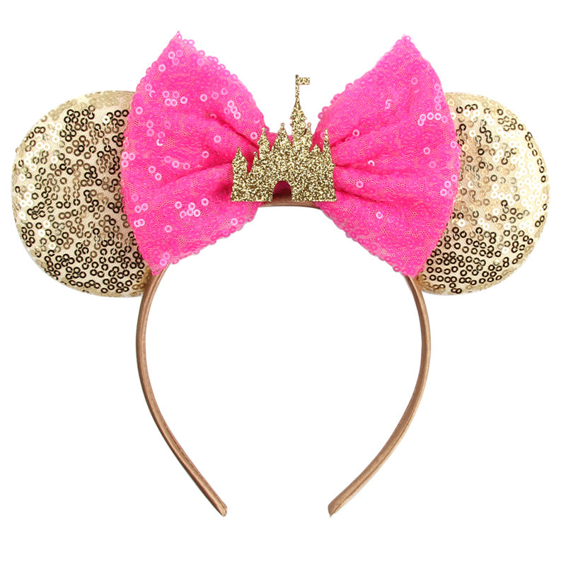 Mouse Ears Bow Headbands, Glitter Party Princess Decoration Cosplay Costume for Girls & Women