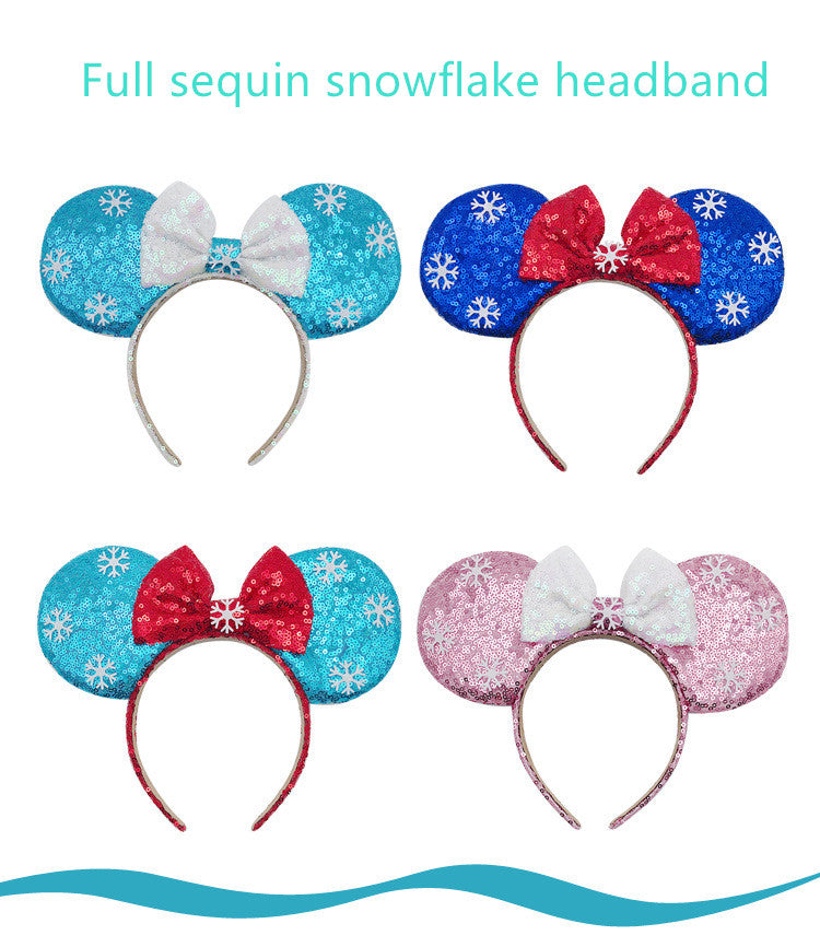 Cartoon Sequin Bow Headband Snow White Ice Hair Ornament Adult Stage Show Headband