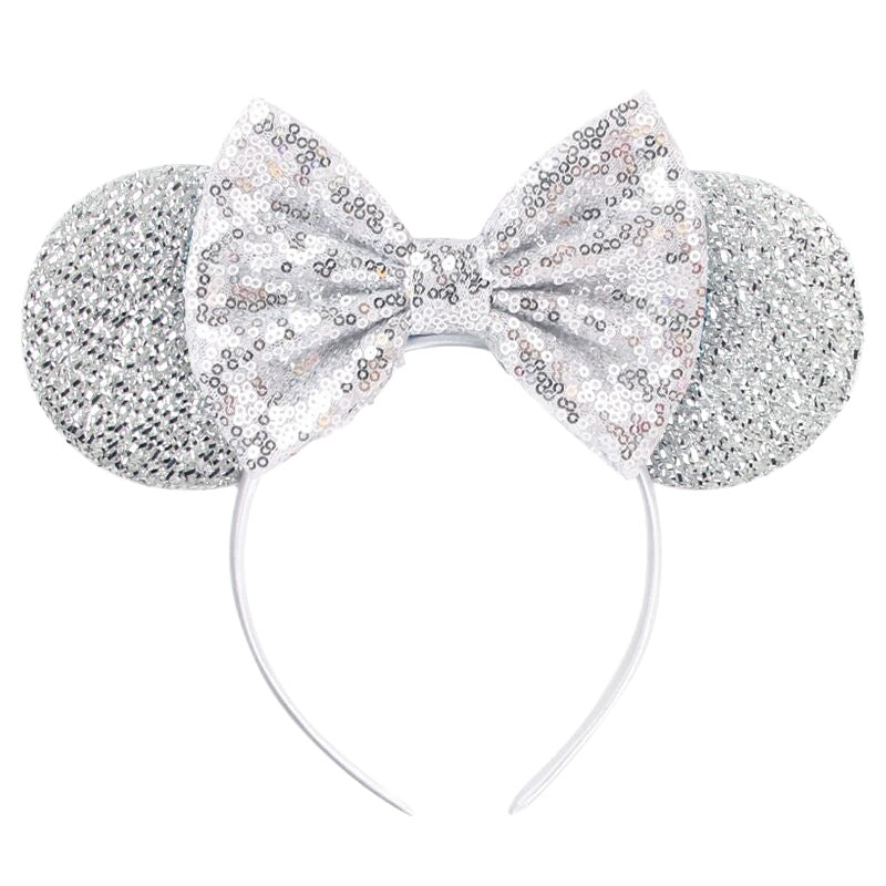 Shiny Mouse Ears Headband Cute Hair Band Lovely bow Hair Accessories Sequins Headpiece Cosplay Christmas Party Headwear for Kids and Adults