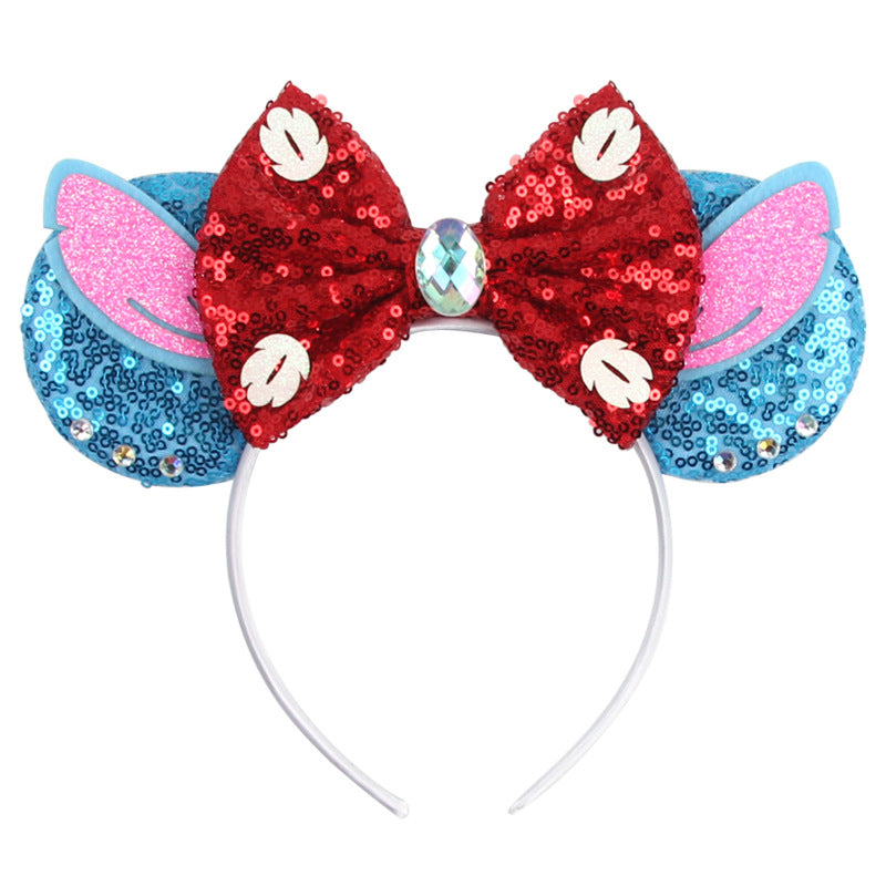 Mouse Ears Headbands Shiny Bows Mouse Ears Glitter Party Princess Decoration Cosplay Costume for Baby Kids Girls & Women