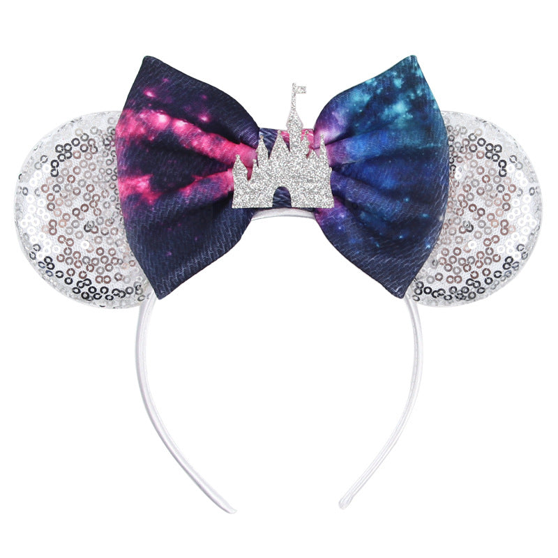 Mouse Ears Bow Headbands, Glitter Party Princess Decoration Cosplay Costume for Girls & Women