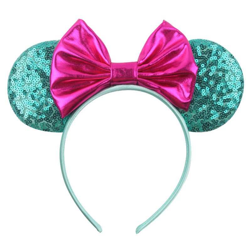 Mouse Ears Bow Headbands, Glitter Party Hot Pink Princess Decoration Cosplay Costume for Girls & Women