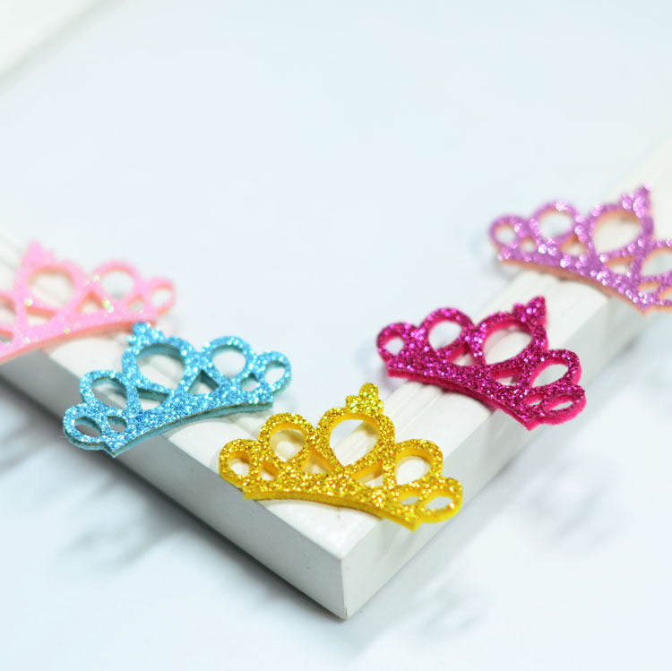 Handmade DIY Sequins Golden Powder Crown Hairpins 5PCS For Children's Hair Accessories, Headbands, Accessories, Bow Material