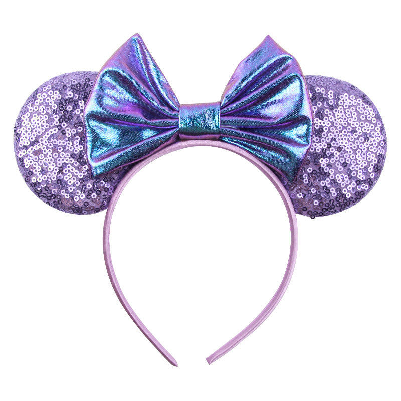 Mouse Ears Bow Headbands, Glitter Party Hot Pink Princess Decoration Cosplay Costume for Girls & Women