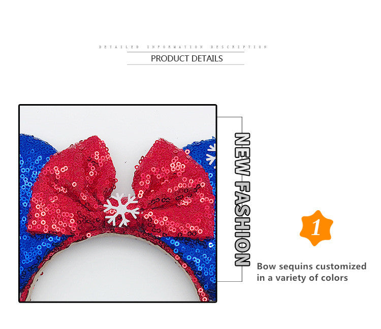 Cartoon Sequin Bow Headband Snow White Ice Hair Ornament Adult Stage Show Headband