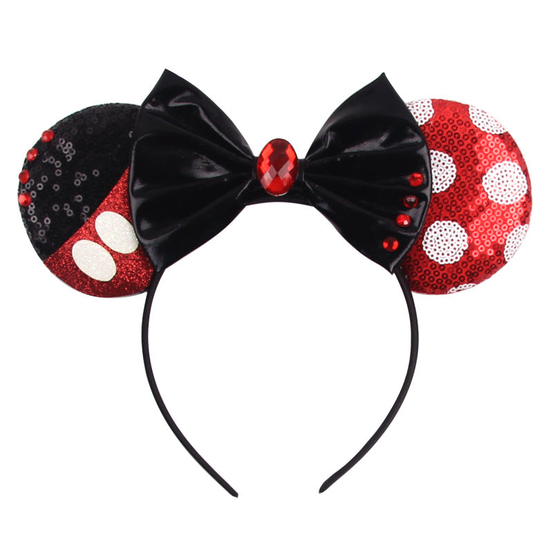 Mouse Ears Headbands Shiny Bows Mouse Ears Glitter Party Princess Decoration Cosplay Costume for Baby Kids Girls & Women