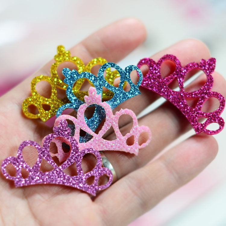 Handmade DIY Sequins Golden Powder Crown Hairpins 5PCS For Children's Hair Accessories, Headbands, Accessories, Bow Material