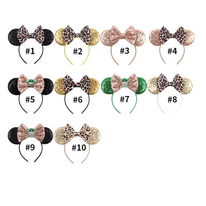 Mouse Ears Bow Headbands Mice Sequin Ears Headbands for Girls Women Adult Kids, Mouse Ears Clip for Glitter Party Princess Decoration Cosplay Birthday Christmas Party