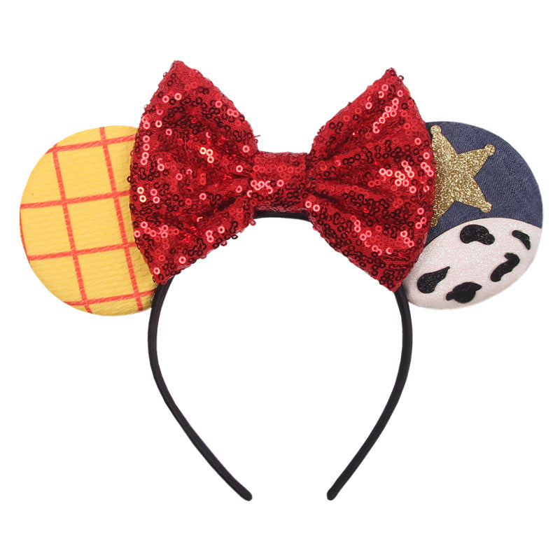 Mouse Ears Headbands for Women Girls Bow Hairbands Halloween Christmas Cosplay Costume Princess Party Decorations