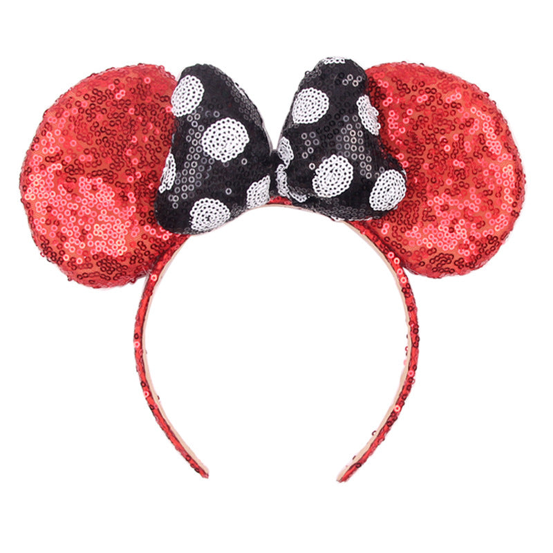 Valentine's Day Headband Sequin Sparkle Mouse Ears Handband Red and Green,Christmas Minnie ears Holiday Mickey ears