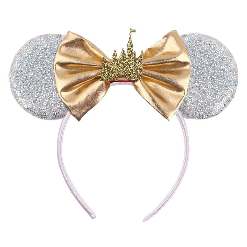 Mouse Ears Bow Headbands, Glitter Party Princess Decoration Cosplay Costume for Girls & Women