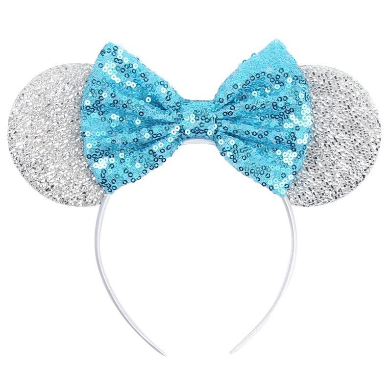 Shiny Mouse Ears Headband Cute Hair Band Lovely bow Hair Accessories Sequins Headpiece Cosplay Christmas Party Headwear for Kids and Adults