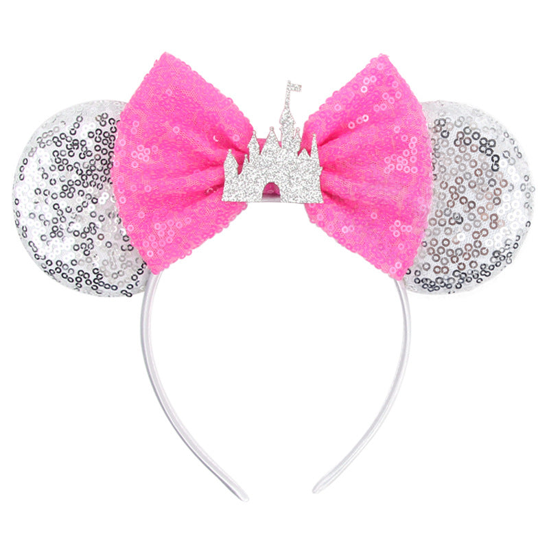 Mouse Ears Bow Headbands, Glitter Party Princess Decoration Cosplay Costume for Girls & Women