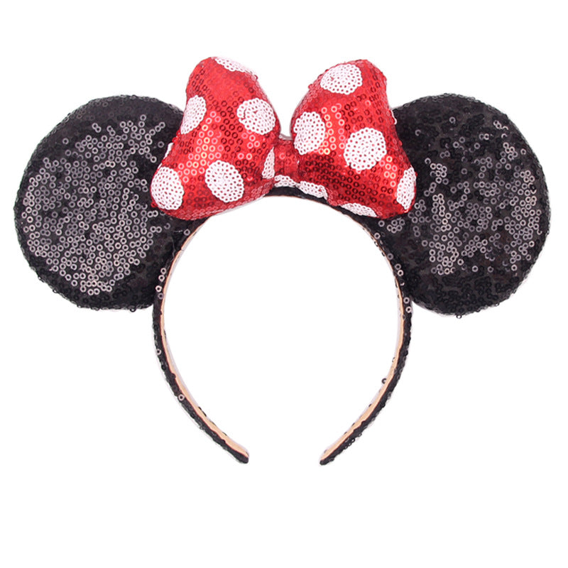 Valentine's Day Headband Sequin Sparkle Mouse Ears Handband Red and Green,Christmas Minnie ears Holiday Mickey ears