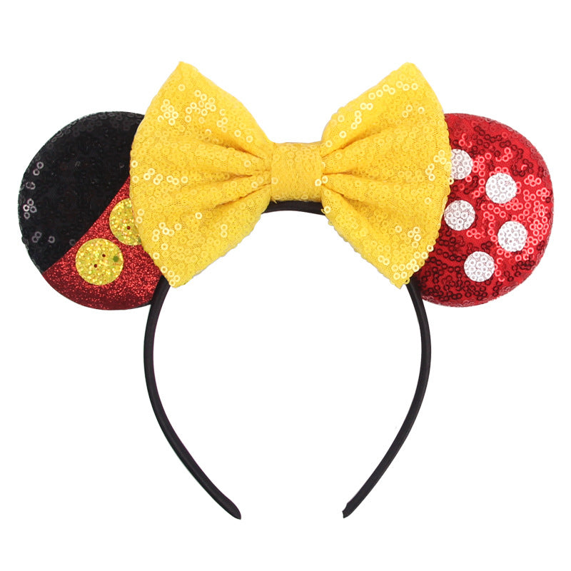 Mouse Ears Headbands Shiny Bows Mouse Ears Glitter Party Princess Decoration Cosplay Costume for Baby Kids Girls & Women