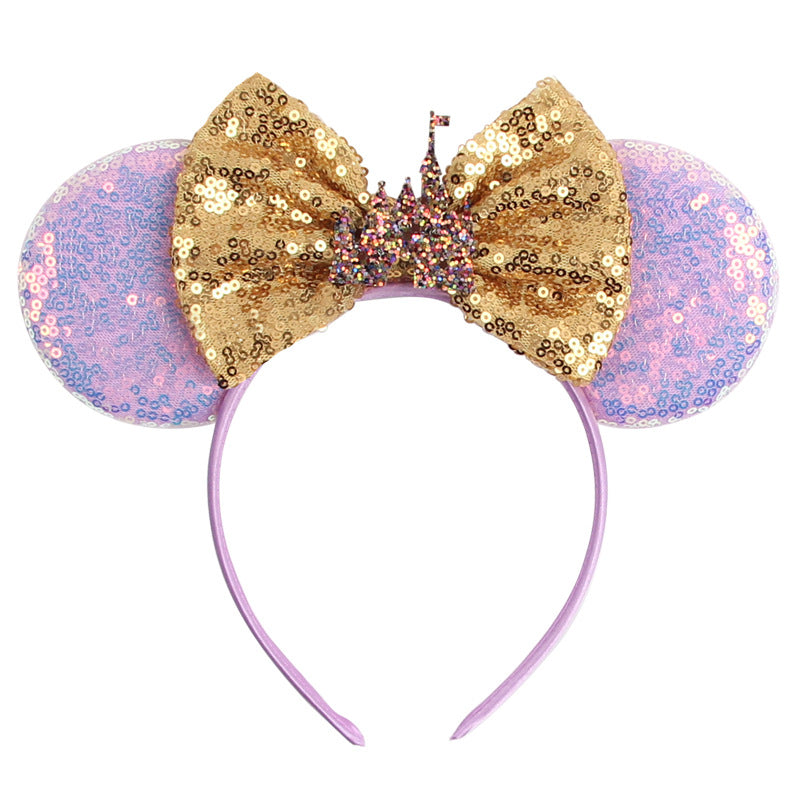 Mouse Ears Bow Headbands, Glitter Party Princess Decoration Cosplay Costume for Girls & Women