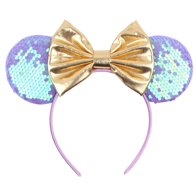 Mouse Ears Bow Headbands, Glitter Party Hot Pink Princess Decoration Cosplay Costume for Girls & Women