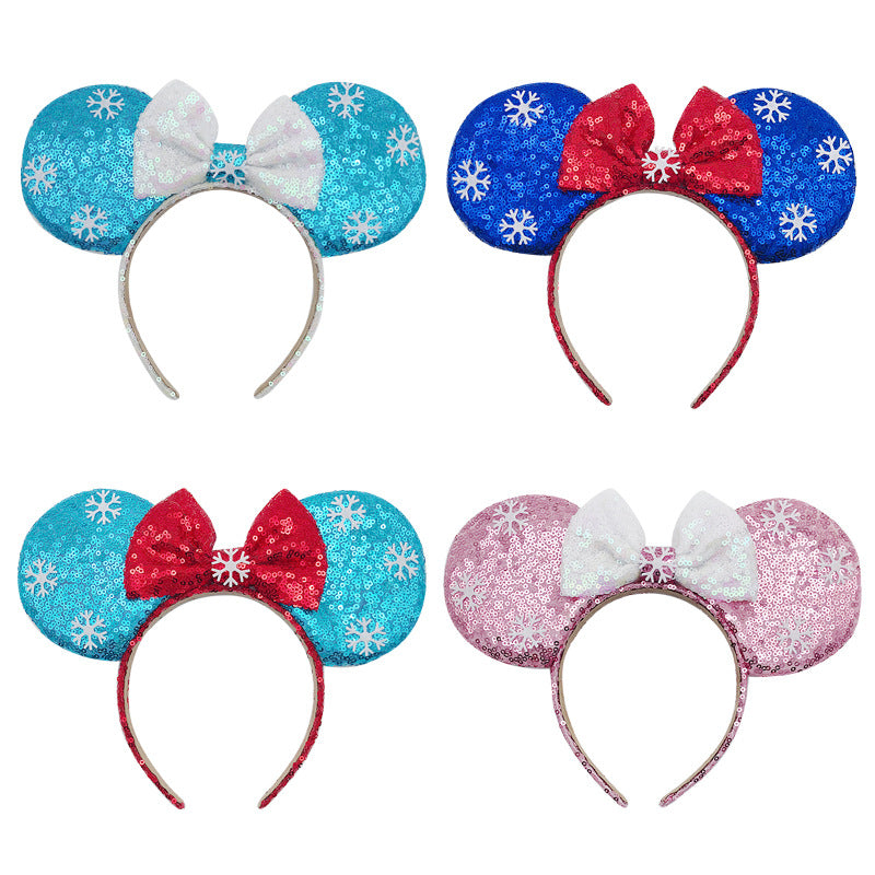 Cartoon Sequin Bow Headband Snow White Ice Hair Ornament Adult Stage Show Headband