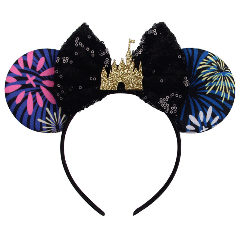 Mouse Ears Bow Headbands, Glitter Party Princess Decoration Cosplay Costume for Girls & Women