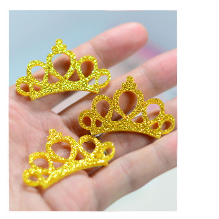 Handmade DIY Sequins Golden Powder Crown Hairpins 5PCS For Children's Hair Accessories, Headbands, Accessories, Bow Material