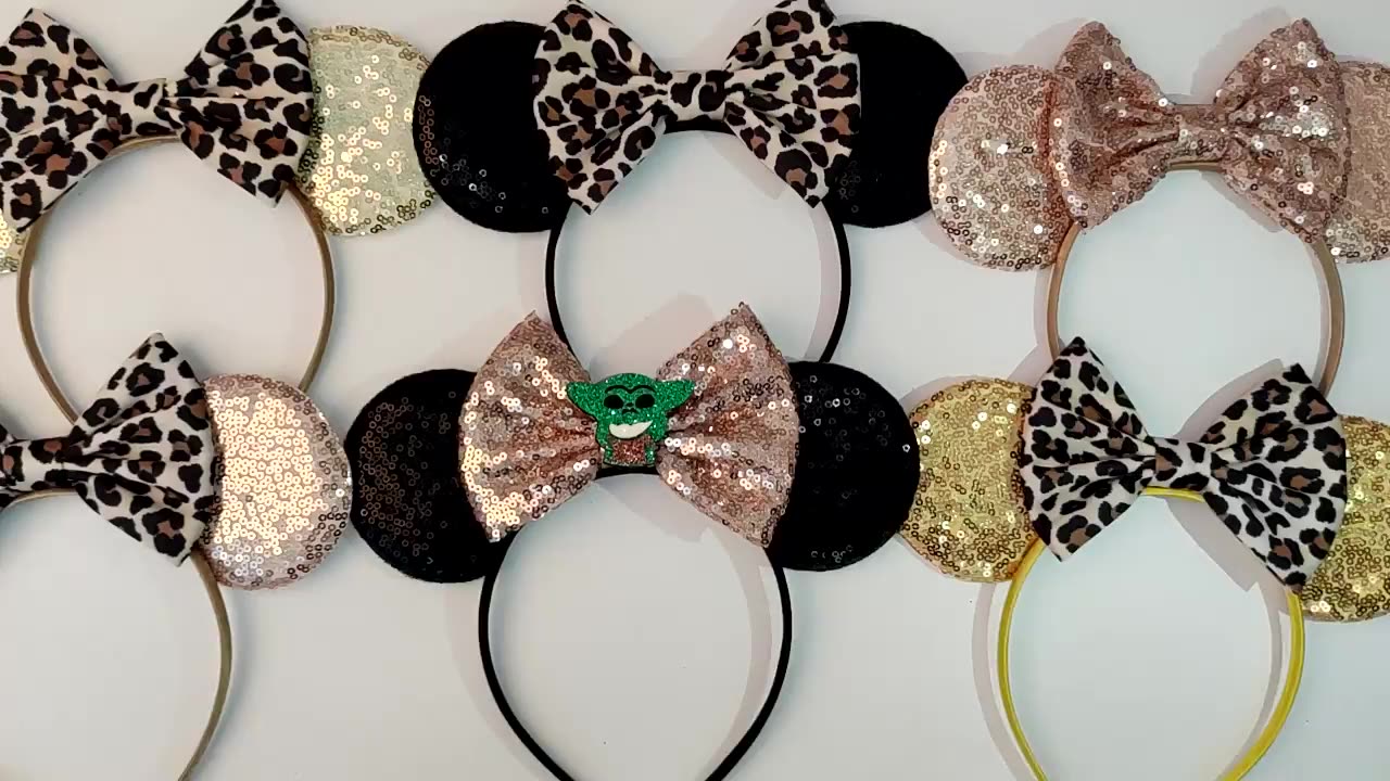 Mouse Ears Bow Headbands Mice Sequin Ears Headbands for Girls Women Adult Kids, Mouse Ears Clip for Glitter Party Princess Decoration Cosplay Birthday Christmas Party