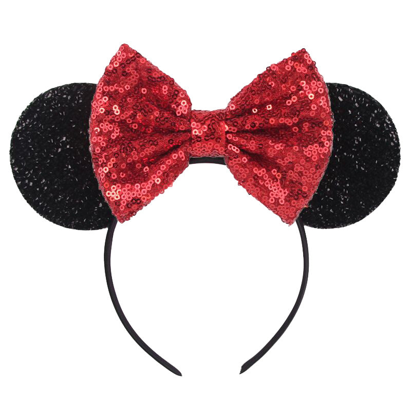 Mouse Ears Bow Headbands Mice Sequin Ears Headbands for Girls Women Adult Kids, Mouse Ears Clip for Glitter Party Princess Decoration Cosplay Birthday Christmas Party