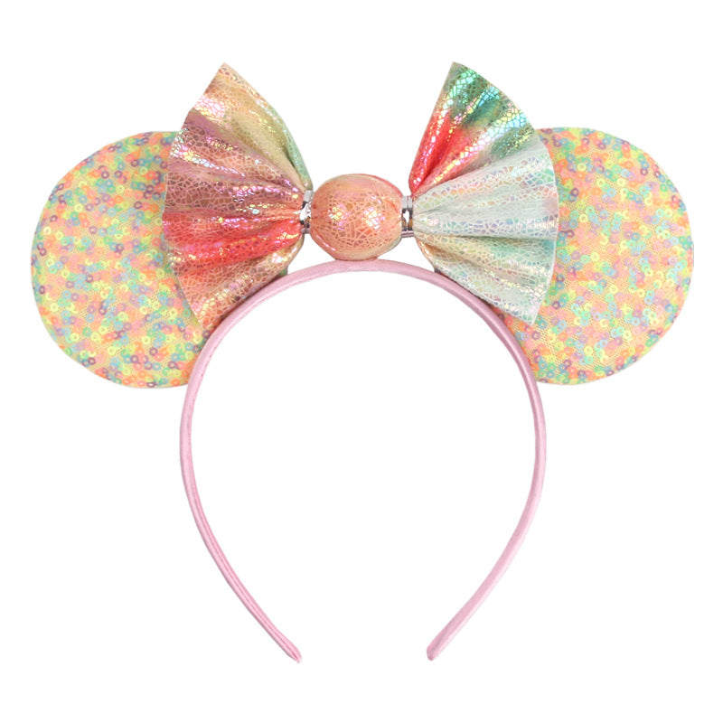 Christmas headbands Mouse Ears Bow Headbands blue Bow butterfly Sequins Headbands Accessories Headdress for Girls Party Supplies Hot Pink Princess Dress Up