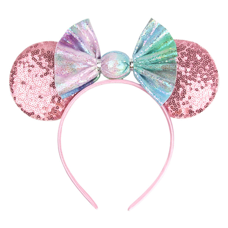 Christmas headbands Mouse Ears Bow Headbands blue Bow butterfly Sequins Headbands Accessories Headdress for Girls Party Supplies Hot Pink Princess Dress Up